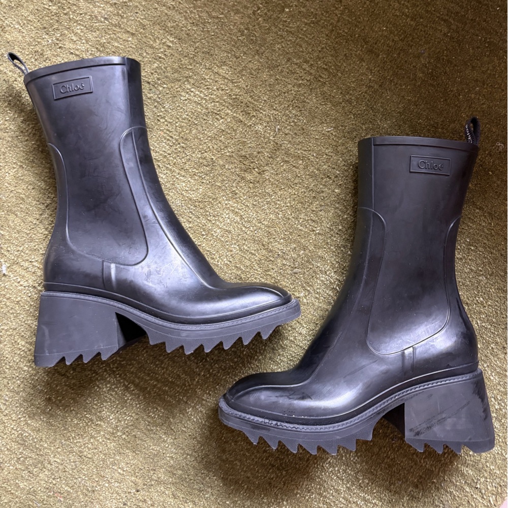 Chloé Betty Chunky Rubber Rain Boots Black - Picture 2 of 7